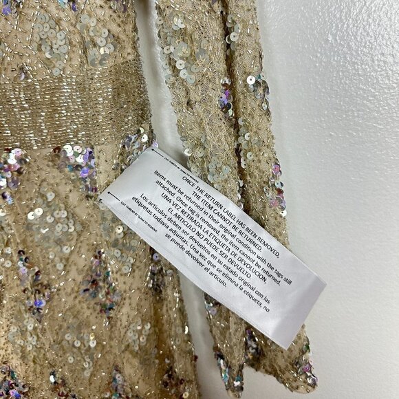 MAC DUGGAL Beaded A-Line Gown in Nude Size US 12 - Picture 7 of 15